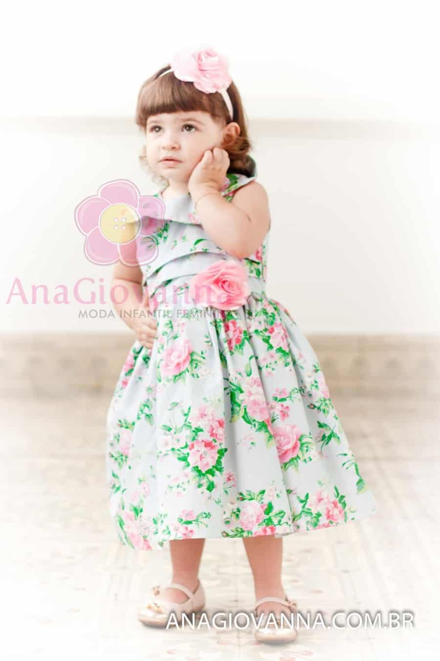 vestido infantil floral para festa