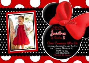 Sugestão para convite personalizado da Minnie vermelha