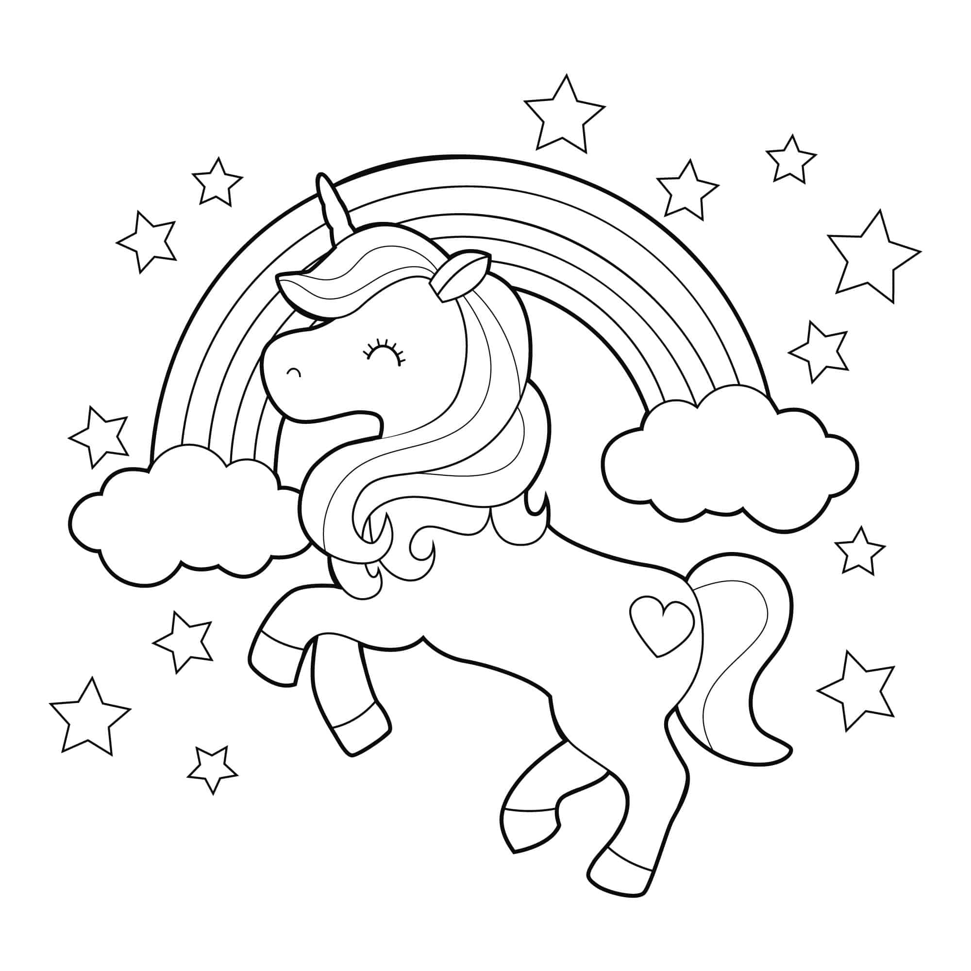 Unicornio voando nas nuvens