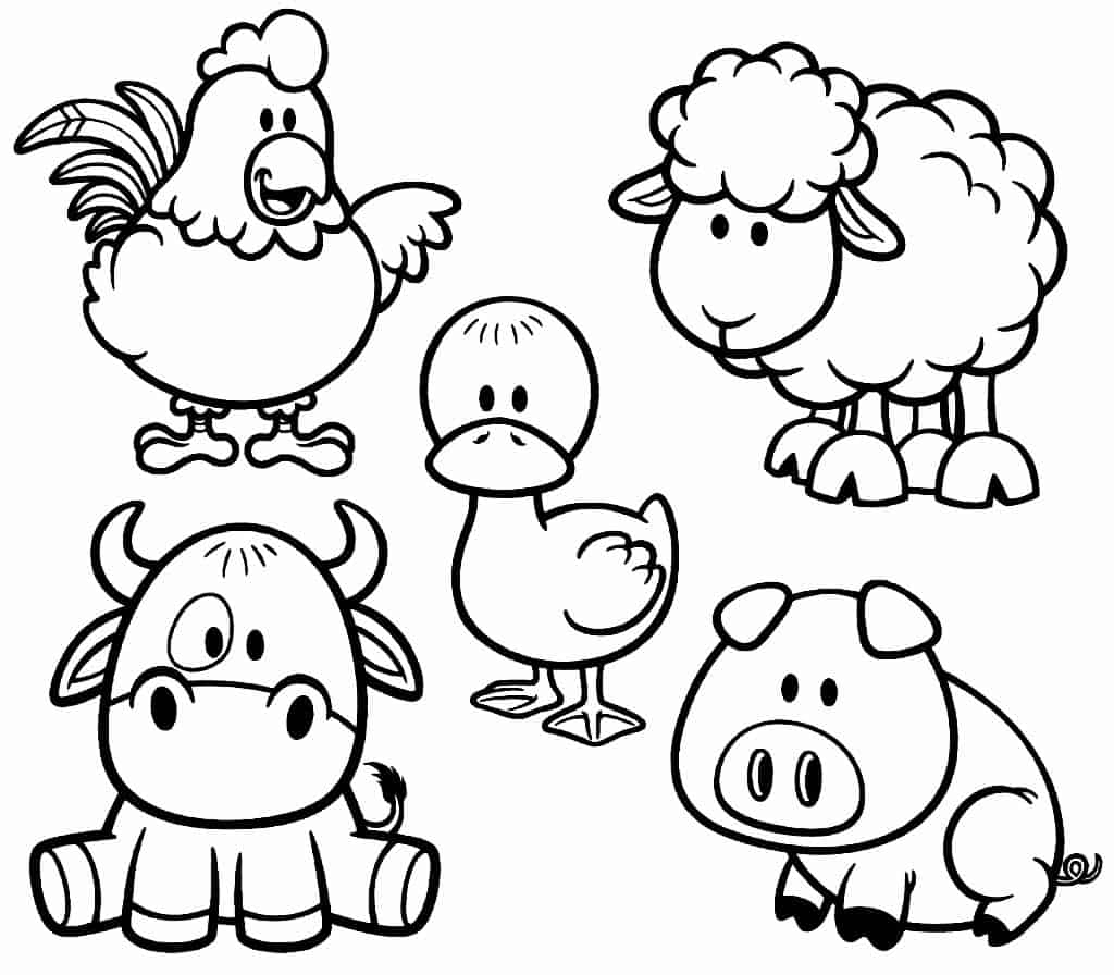 Desenhos de animais da fazenda para colorir