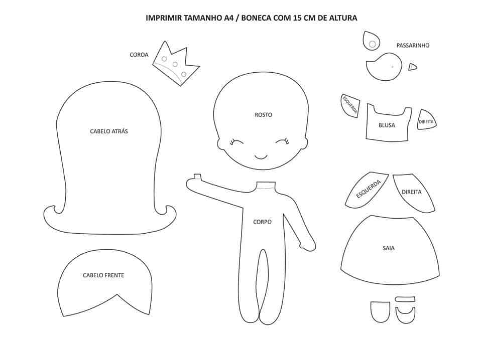 Como fazer boneca de pano com moldes passo a passo