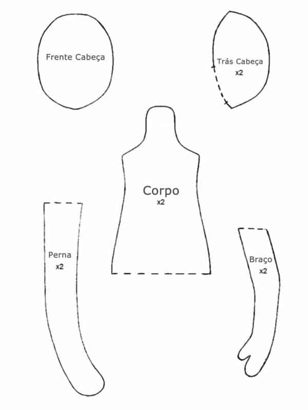 Como fazer boneca de pano com moldes passo a passo