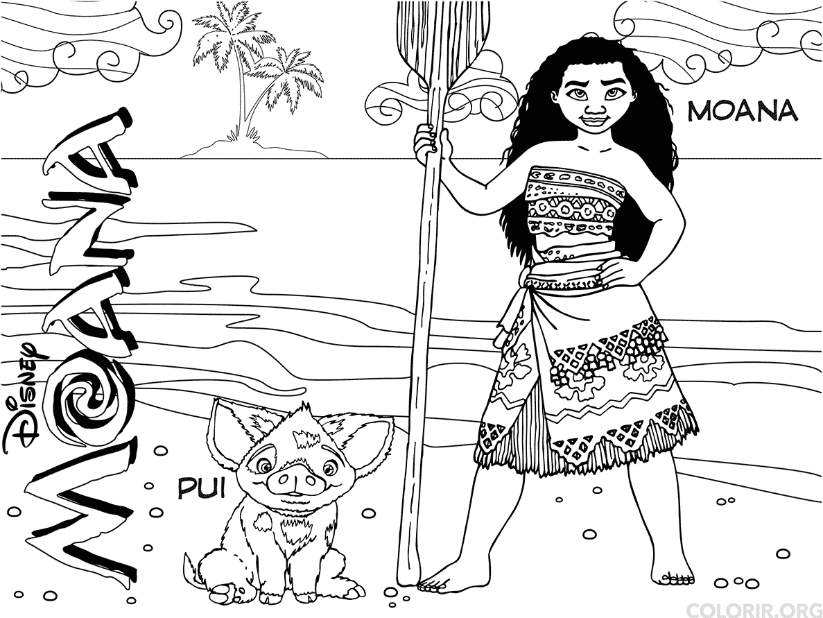 Desenhos da Moana para imprimir e colorir