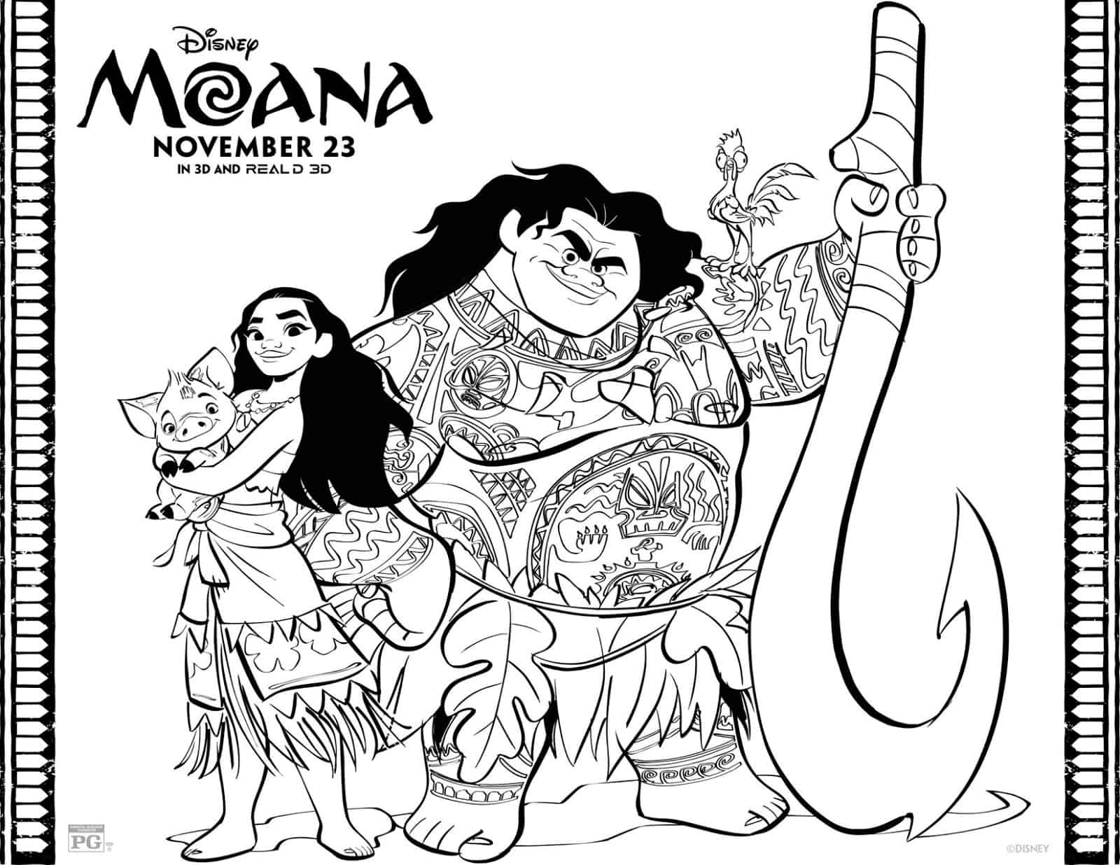 Desenhos da Moana para imprimir e colorir