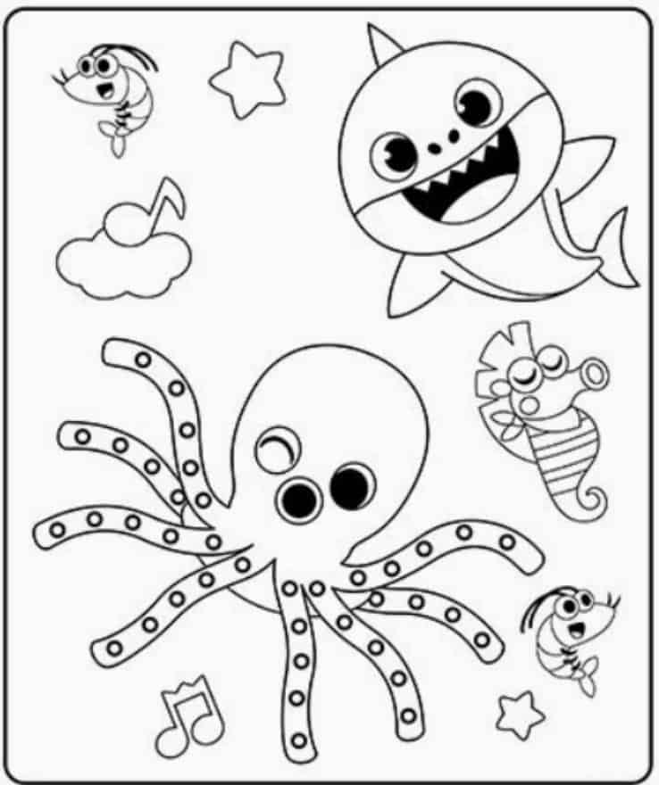 Desenhos do Baby Shark para colorir