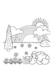 Desenho de sol e nuvem para colorir