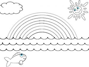 Desenho de sol e nuvem para colorir