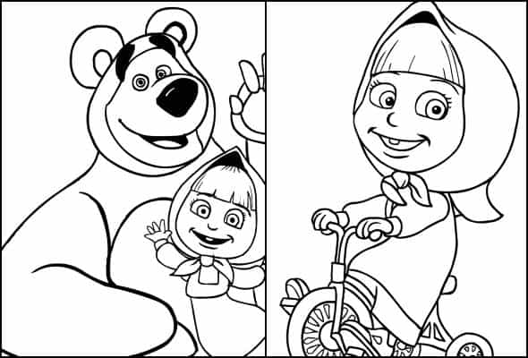 Masha e o urso para colorir