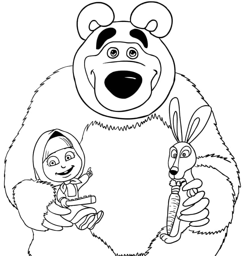 Masha e o urso para colorir