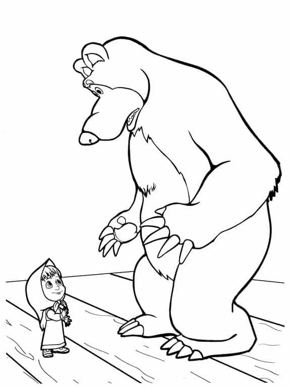 Masha e o urso para colorir