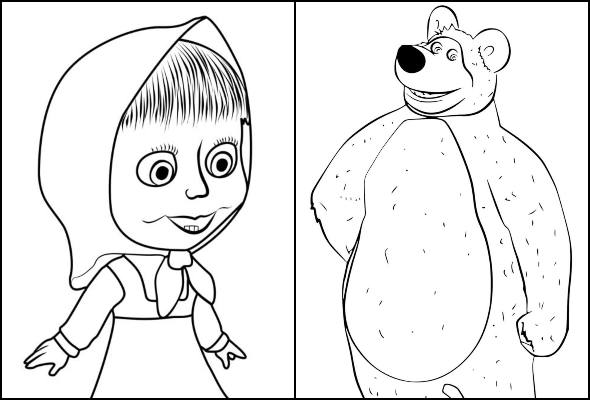 Masha e o urso para colorir