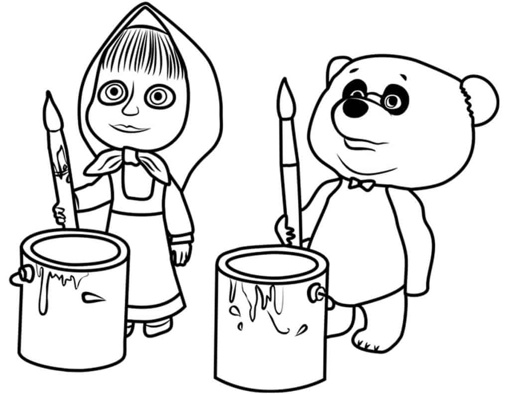 Masha e o urso para colorir