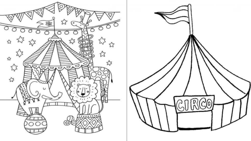 Circo para colorir e pintar