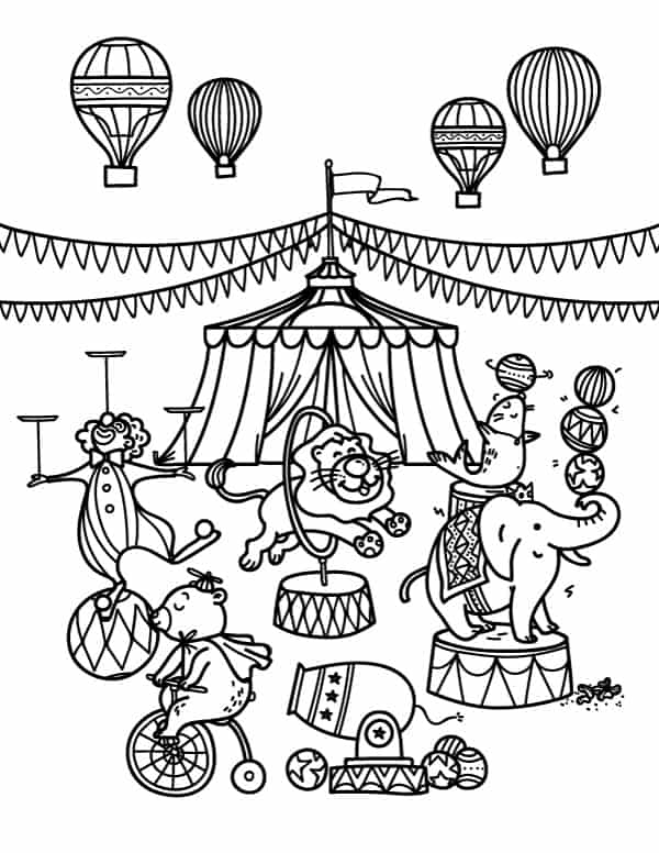 Circo para colorir e pintar