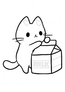 Gatinho com caixa de leite