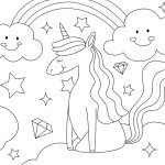 Unicornio nas nuvens para pintar