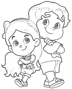 Maria Clara e JP para colorir
