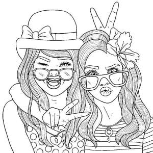 Desenhos de melhores amigas para colorir