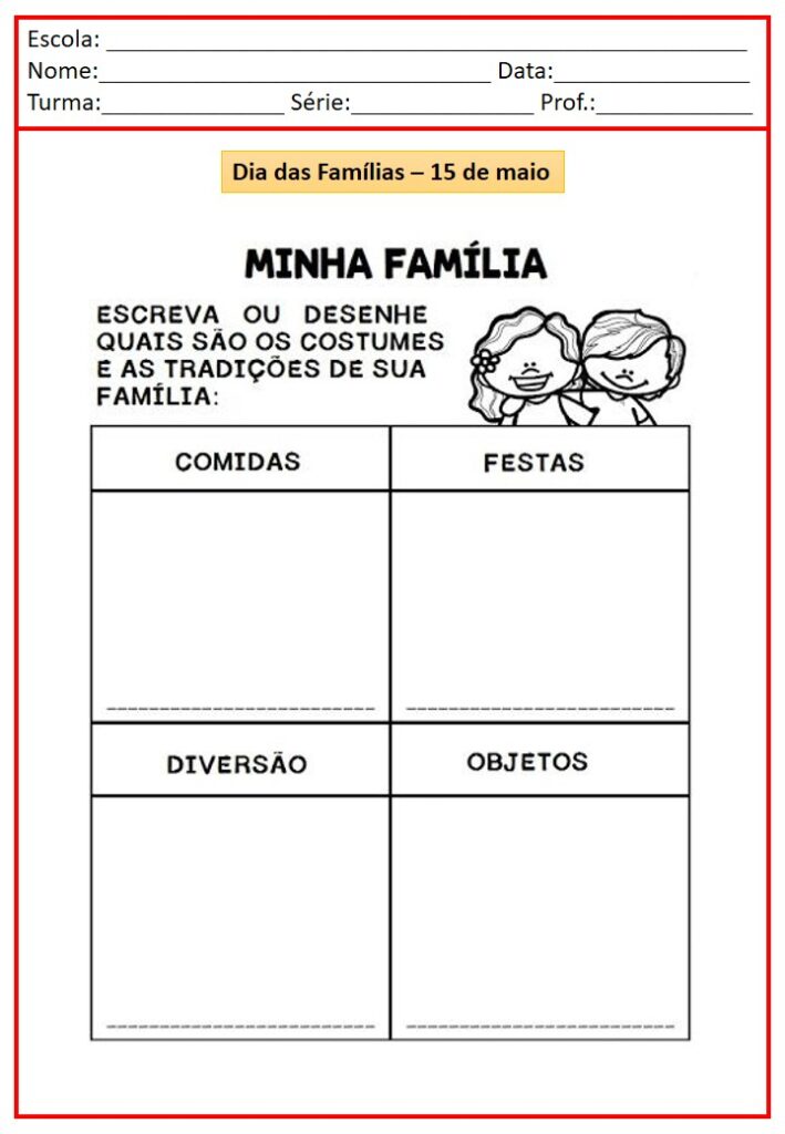 Atividades sobre família 