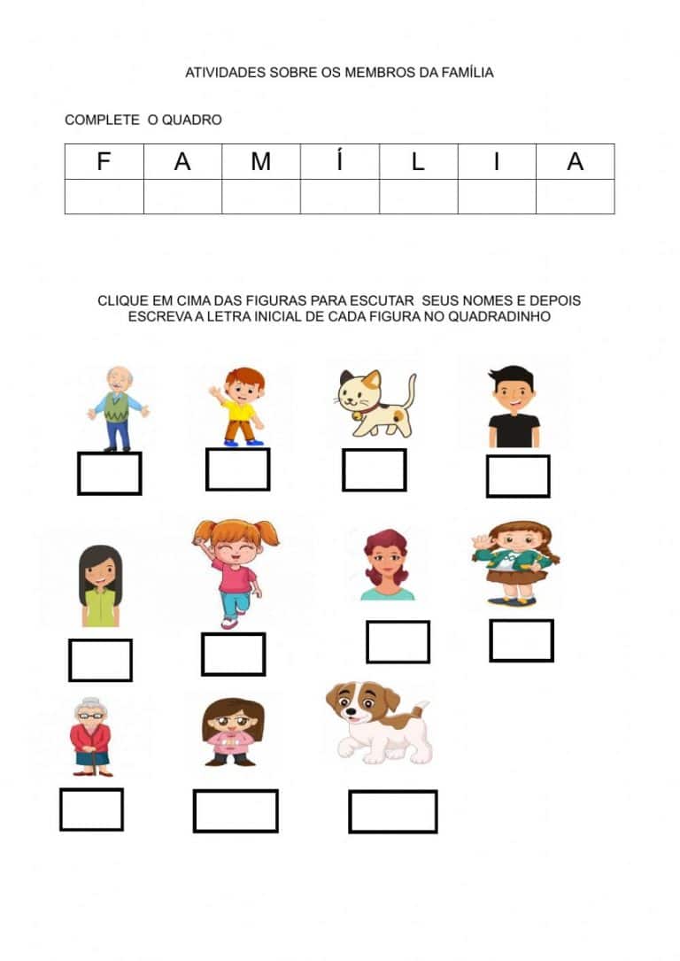 Atividade sobre a família - Blog Ana Giovanna