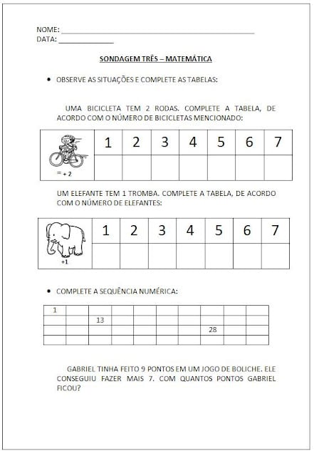 Atividades de matemática 1 ano