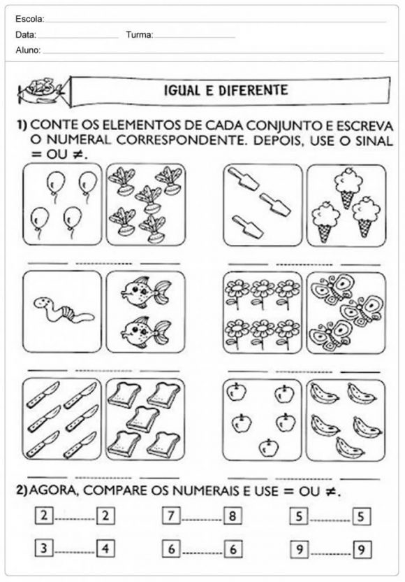 Atividades de matemática 1 ano