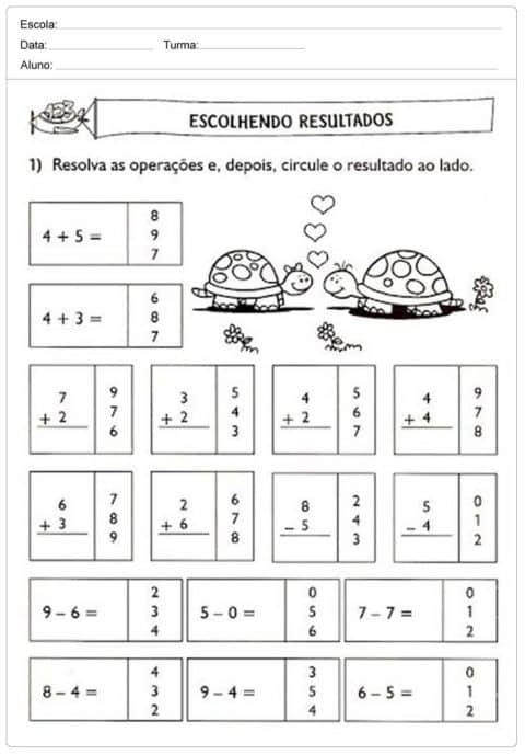 Atividades de matemática 1 ano