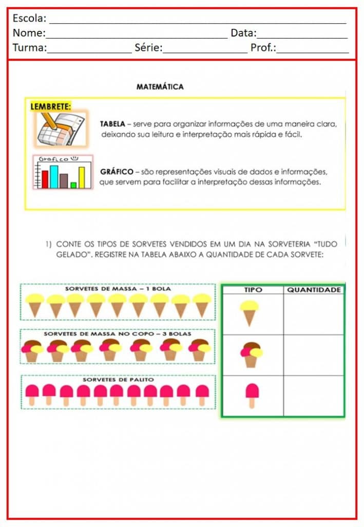 Atividades de matemática 2 ano