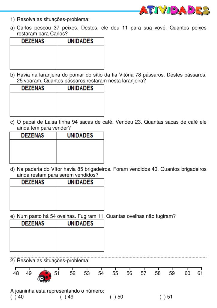 Atividades de matemática 2 ano