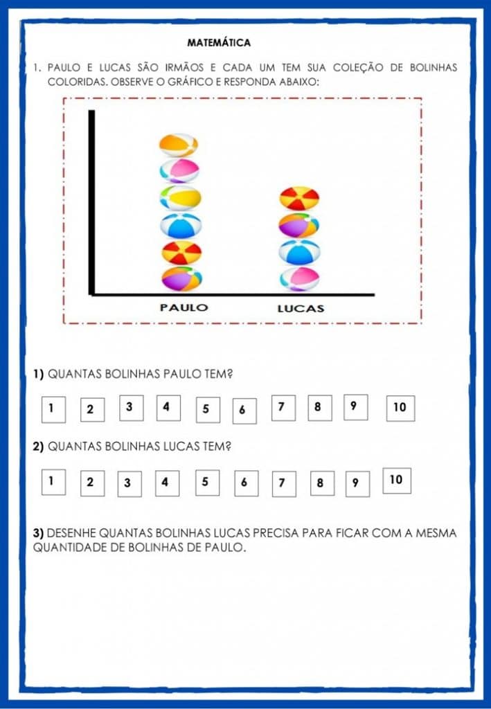 Atividades de matemática 1 ano