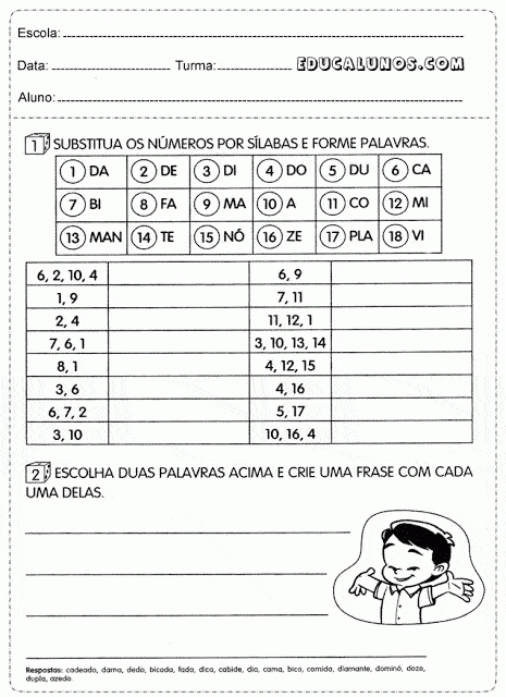 Atividades de alfabetização 3º ano