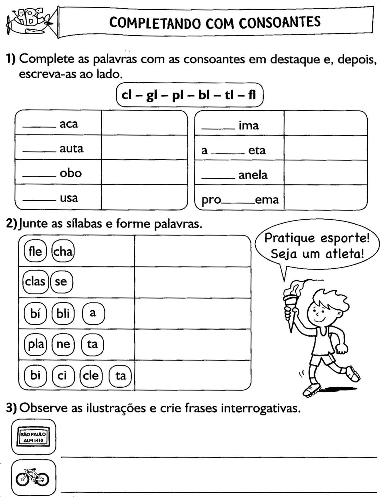 Atividades de alfabetização 3º ano