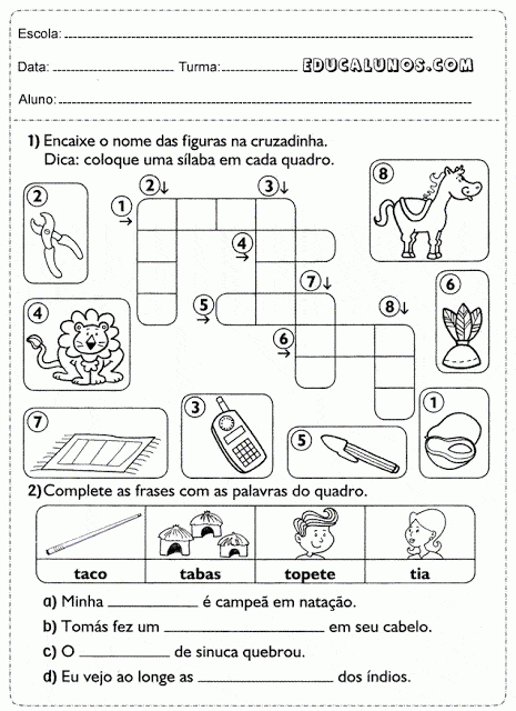 Atividades de alfabetização 3º ano