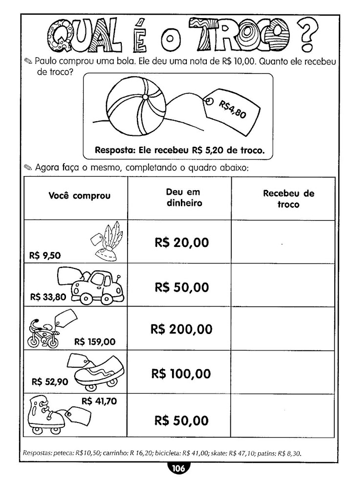 Atividades de matemática 3º ano