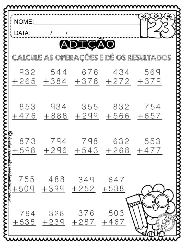 Atividades de matemática 4º ano