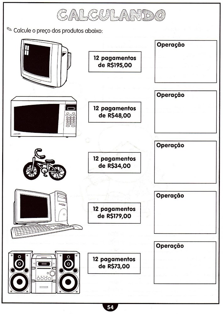 Atividades de matemática 4º ano