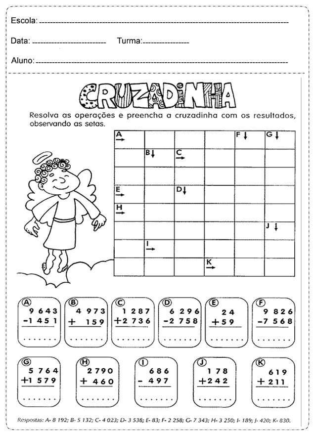 Atividades de matemática 4º ano