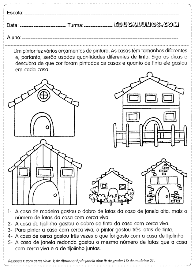 Atividades de matemática 5º ano