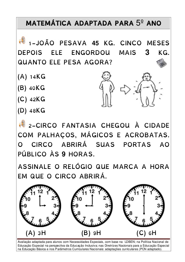 Atividades de matemática 5º ano