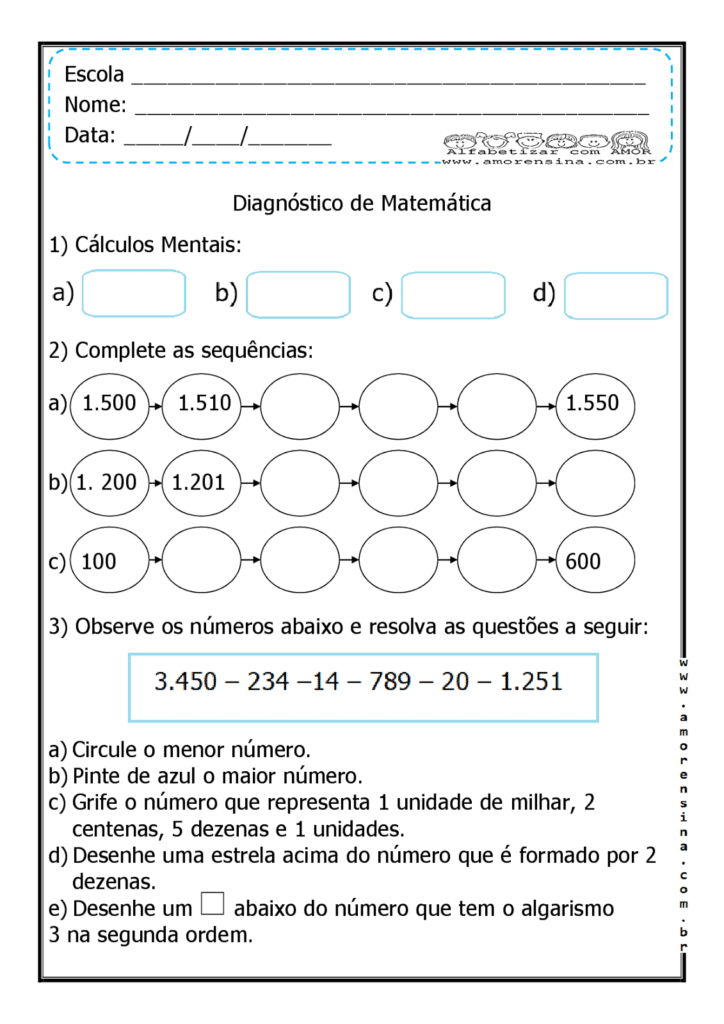 Atividades de matemática 5º ano