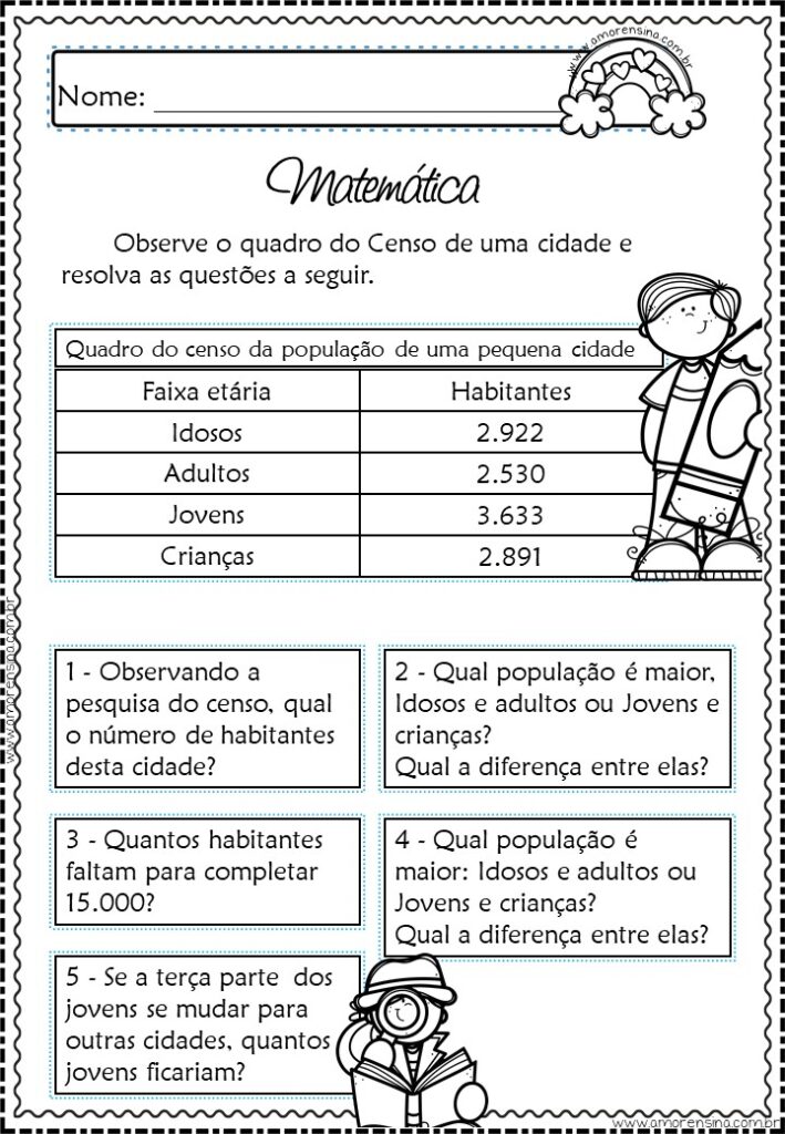 Atividades de matemática 5º ano