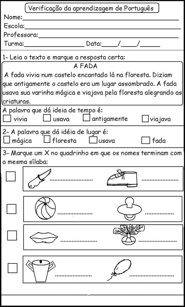 Atividades de português 3º ano