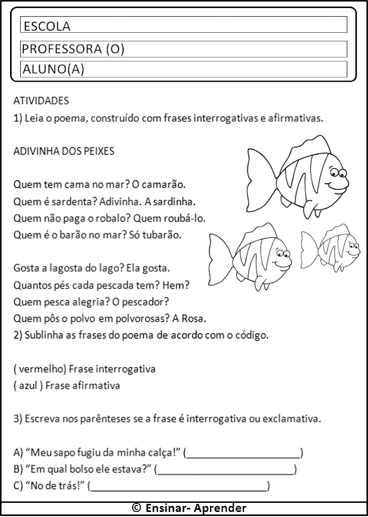 Atividades de português 3º ano