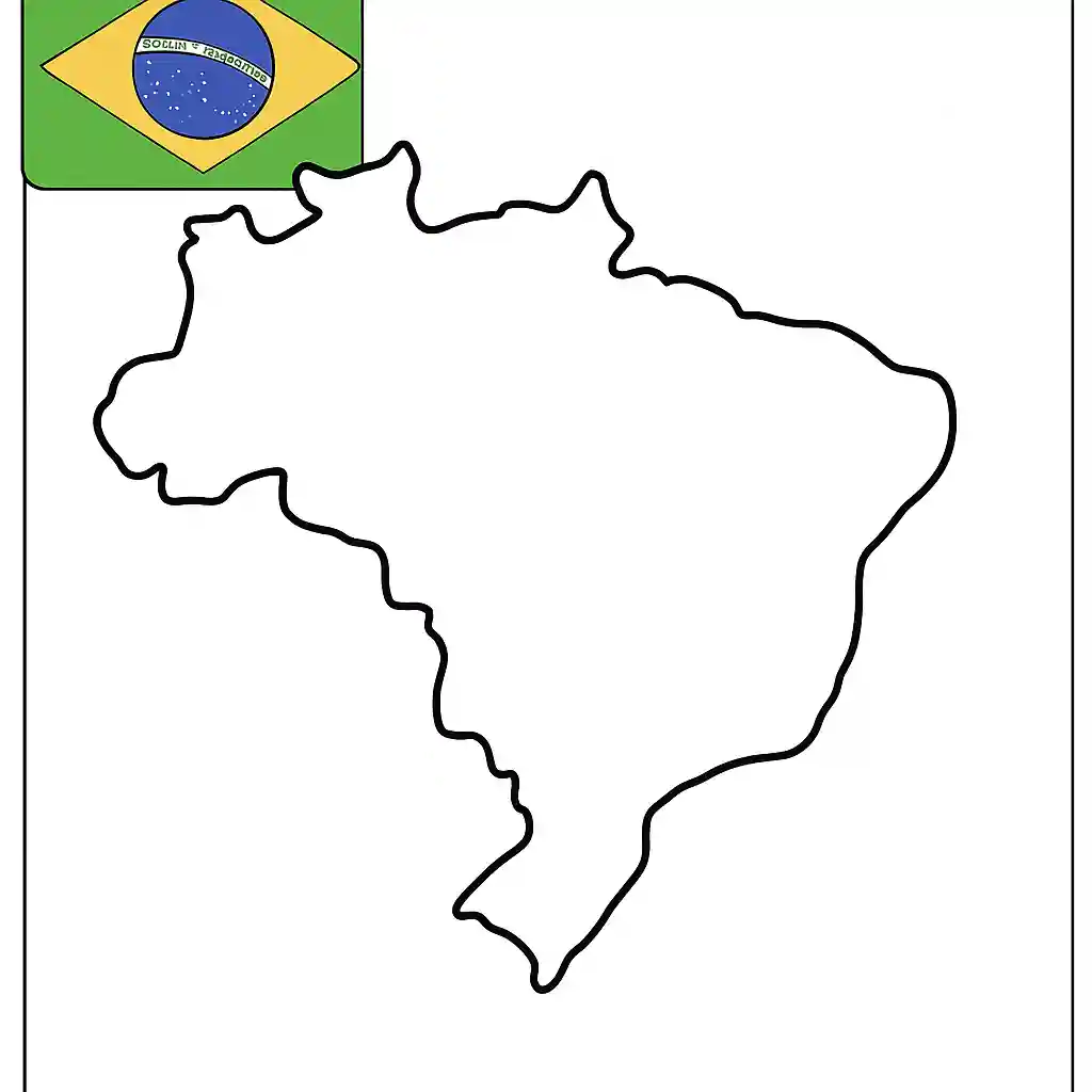 Mapa com Bandeira do Brasil